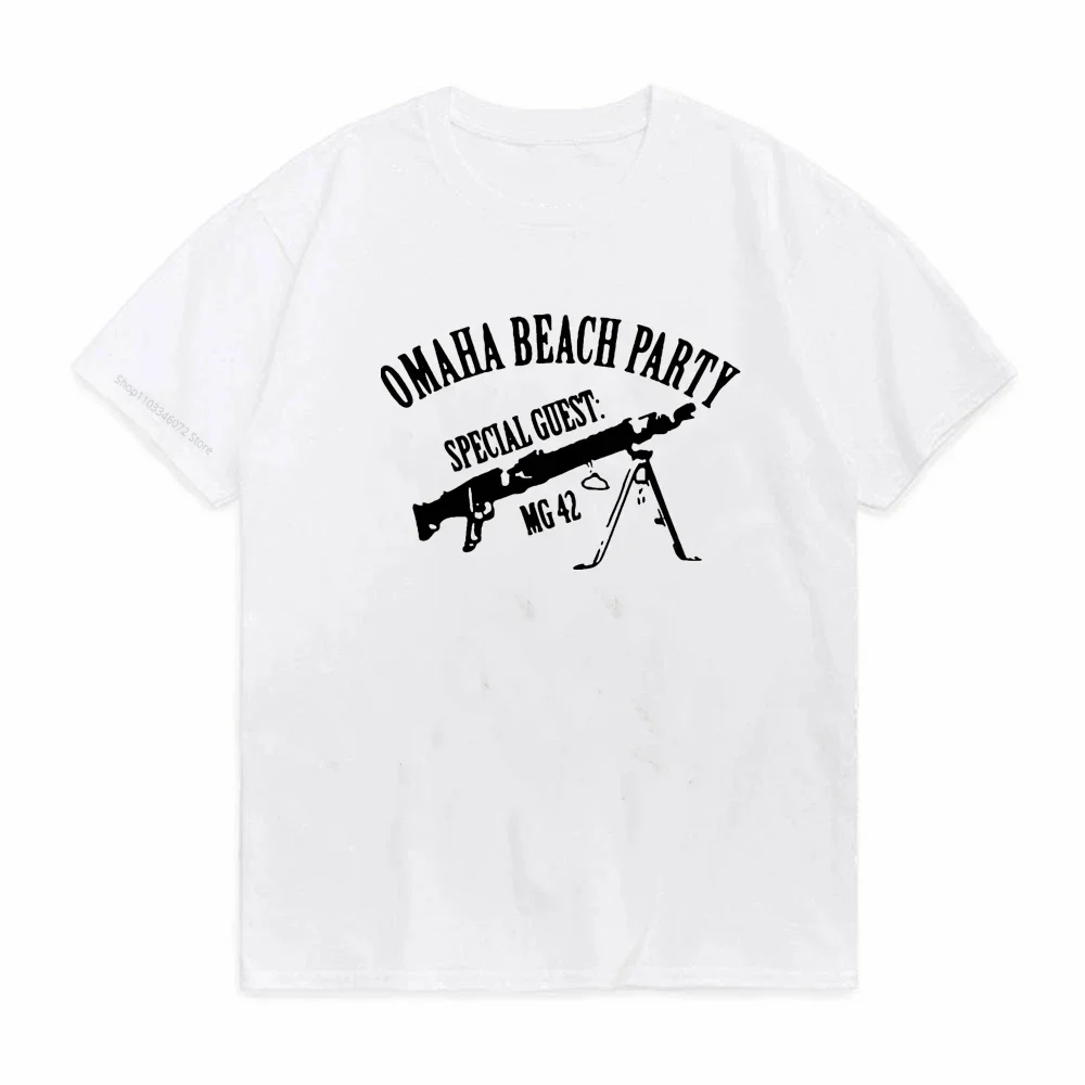 New Summer Fashion T-Shirt MG42 OMAHA BEACH PARTY WW2 CULT Germany German Cotton Tee Shirt