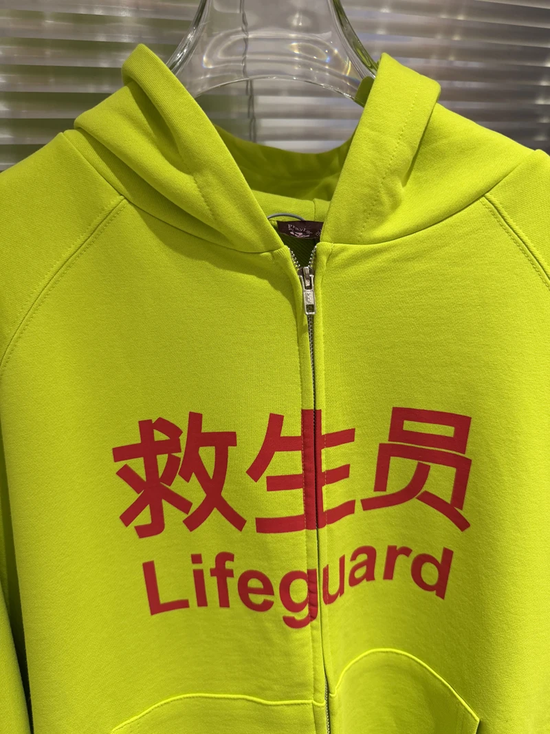 الفلورسنت الأصفر هودي بلوزات عالية الجودة حرس طباعة التالفة سترة الرجال النساء Drab هوديس