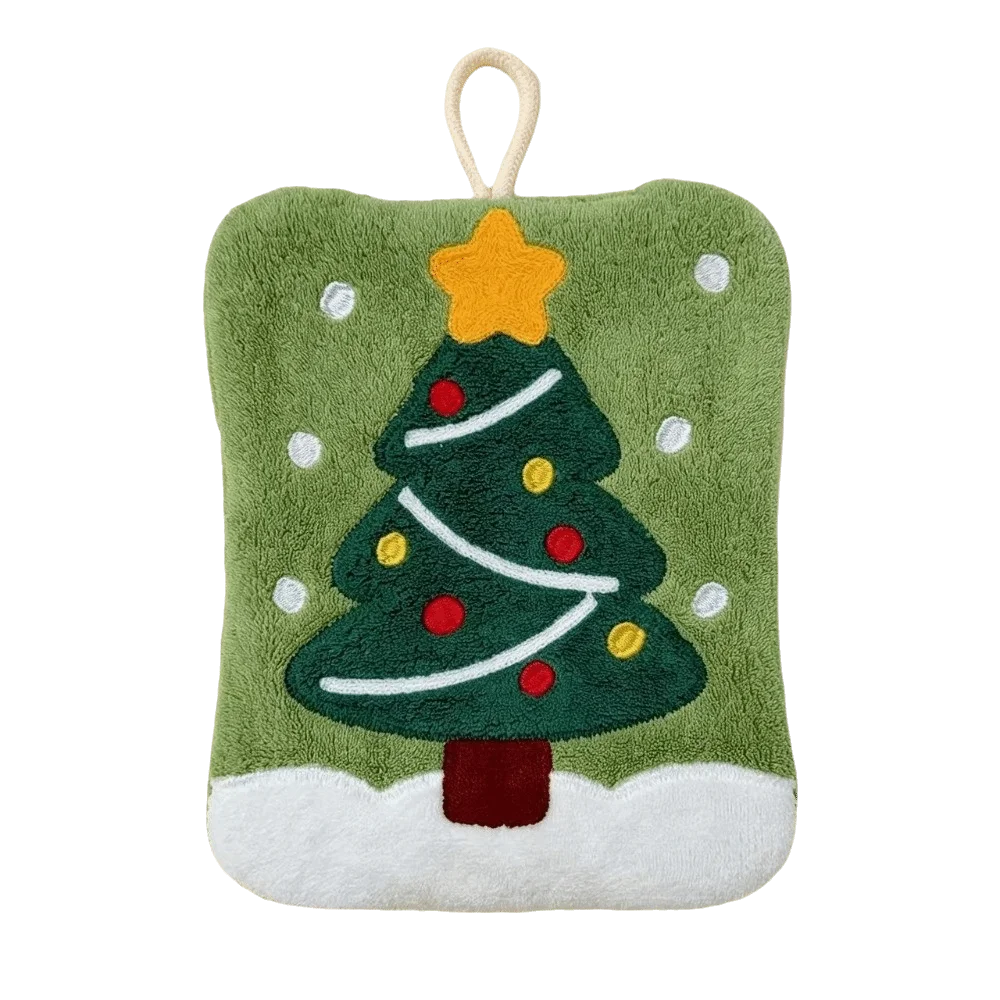 Water Absorption Christmas Hand Towels Quick-drying Hanging Christmas Tree Handkerchiefs Cleaning Coral Fleece
