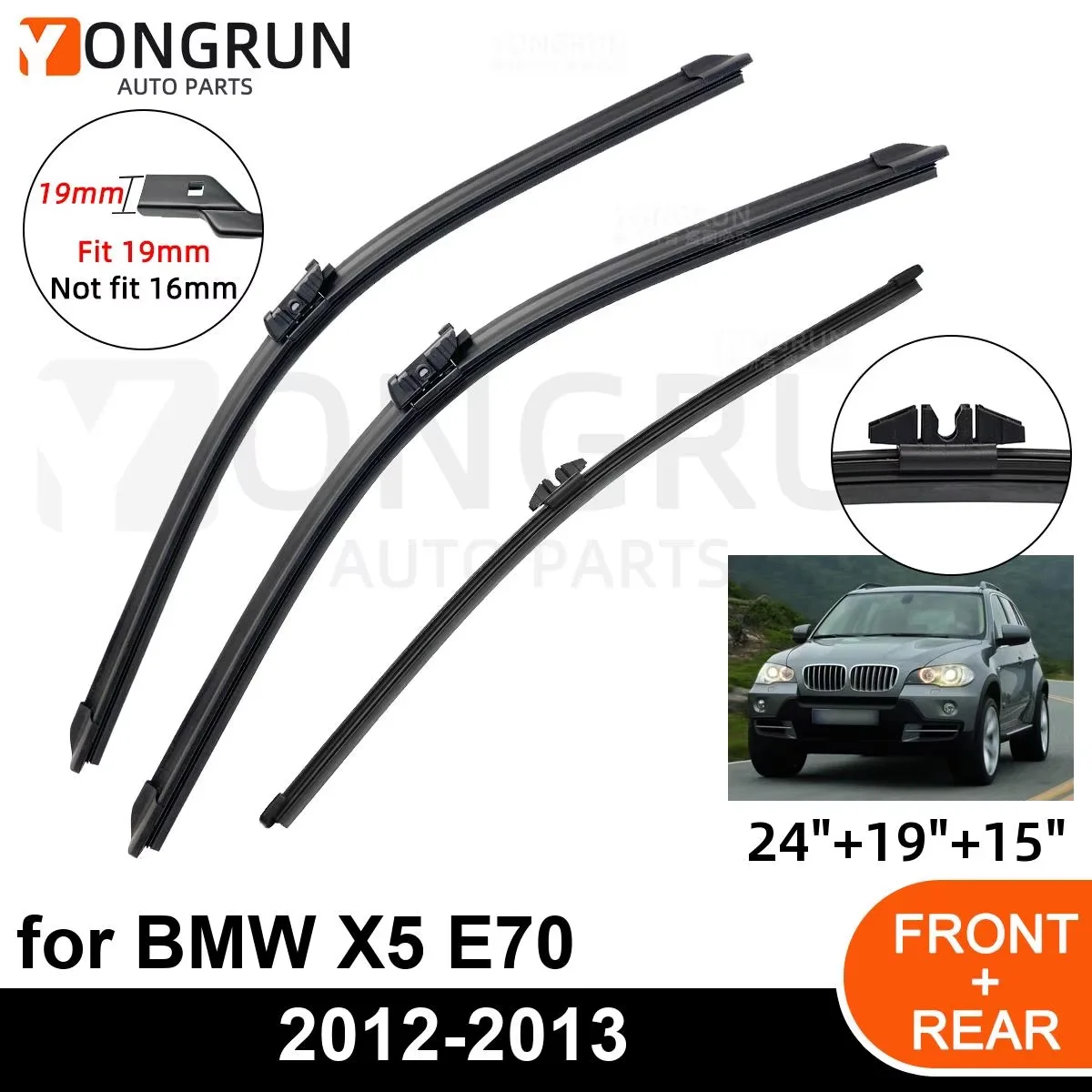 

YONGRUN Auto Optional Wiper Suitable For Bmw X5 E70 2012-2013 Front And Rear Windshield Four Season Durable Car Wiper Accessorie