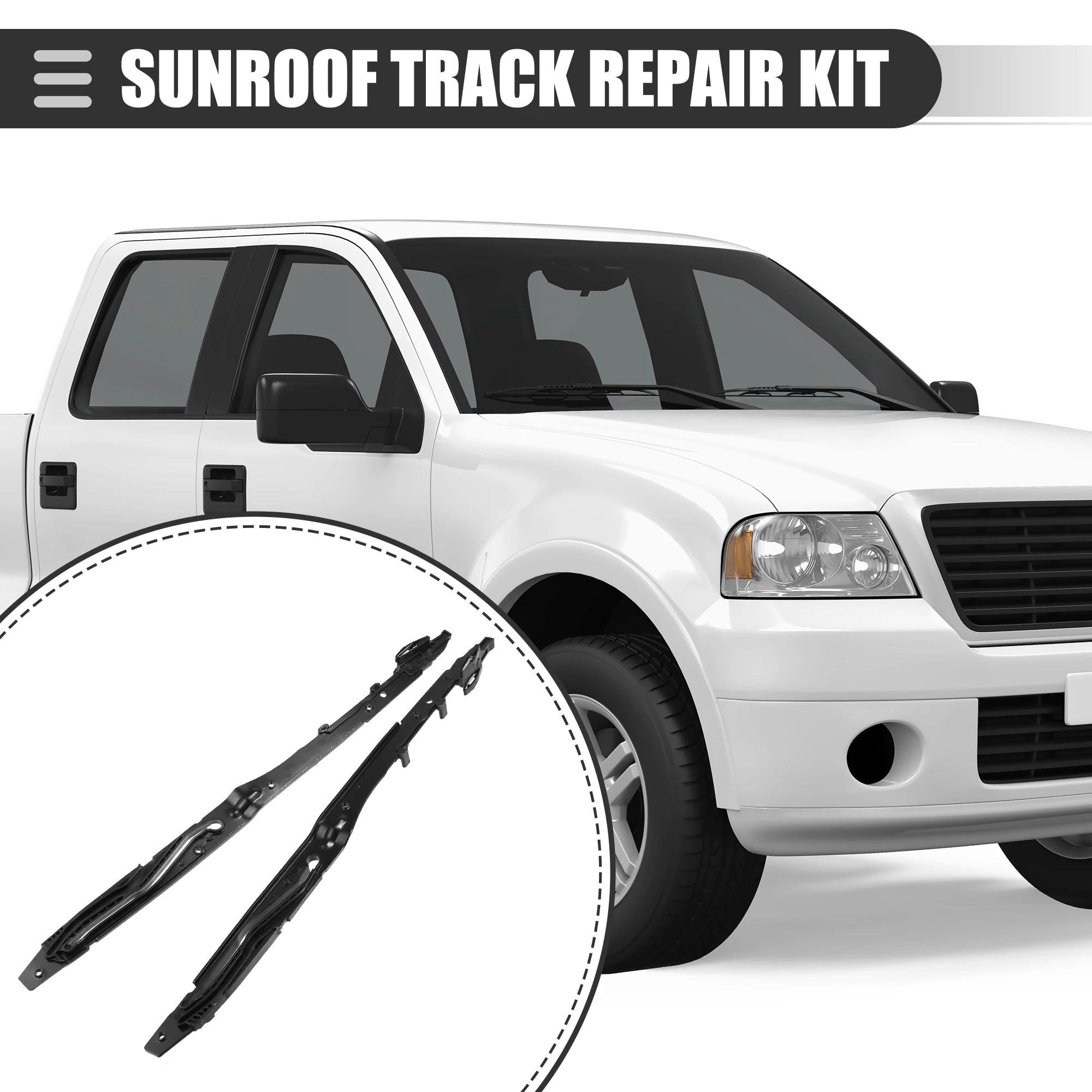 Uxcell 2pcs Left and Right Side Sunroof Track Guide Rails Assembly Repair Kit for Ford F150 F250 FL3Z1651071A Car Accessorie