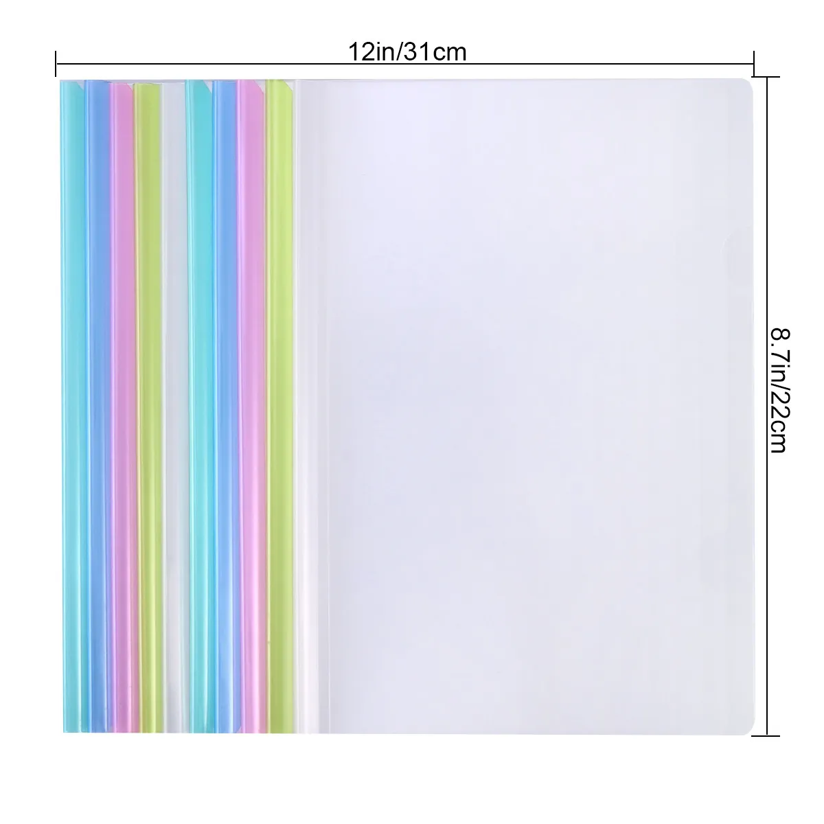 10 Pack A4 Sliding Bar File Folders Transparent Report Covers Document Organizer for Office Storage