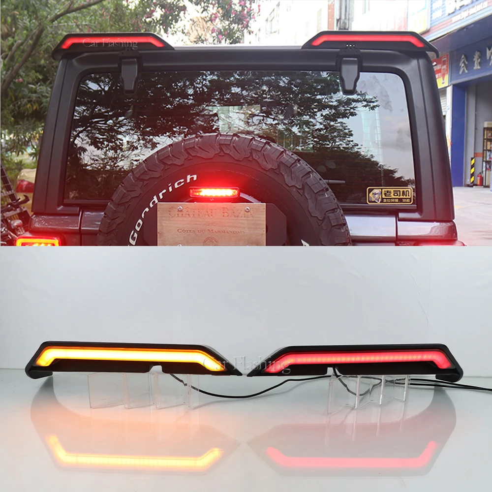 

Car Rear Roof Wing Splitter Spoiler Tail Split Tailplane Turn Signal Brake Light For Jeep Wrangler JK JL 2007-2023 BJ40