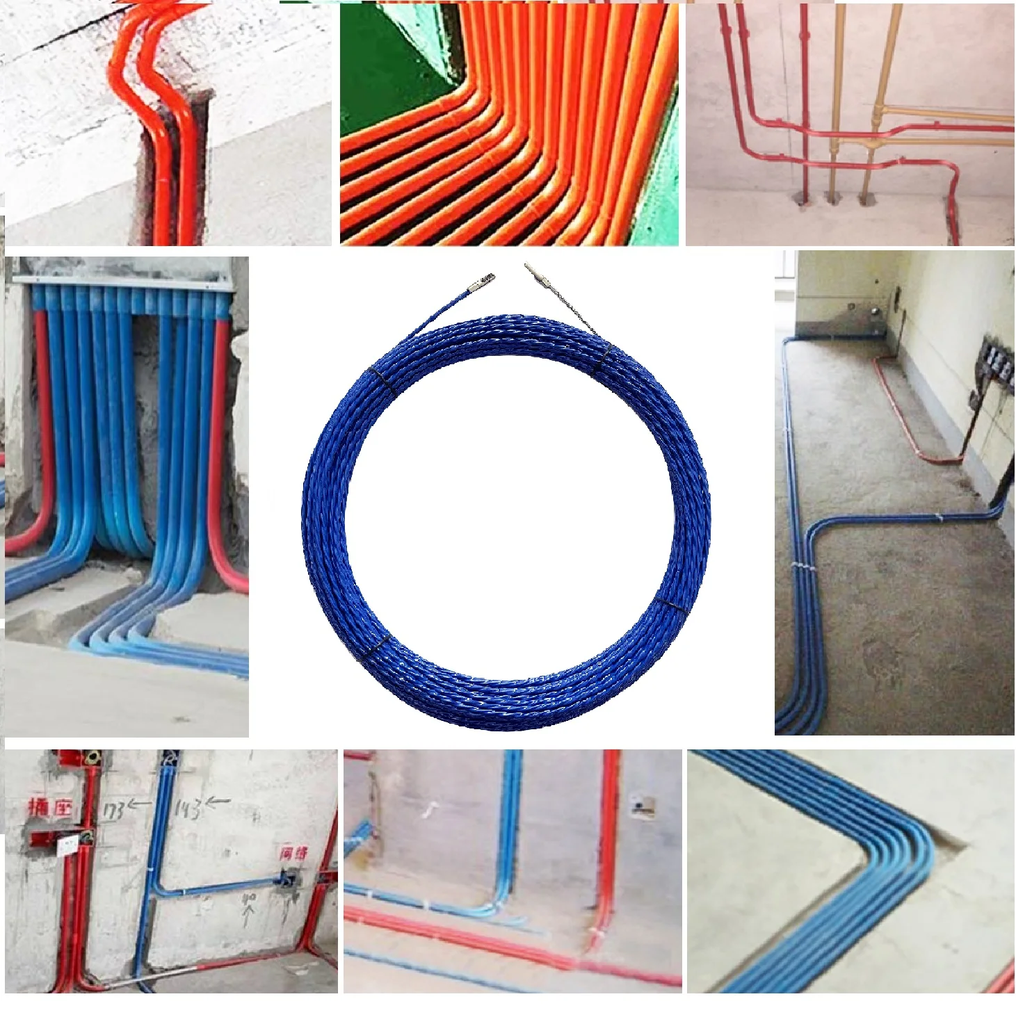 32ft 65ft 98ft Fish Tape Duct Rodder Electrical Cable Wire Puller Rod Through Wall Threader Kit Auxiliary Tool