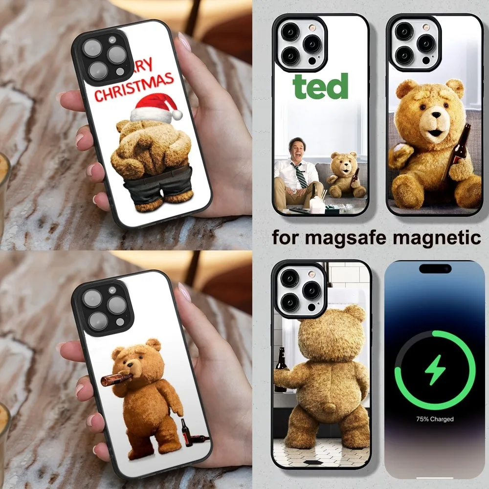 Film T-Ted Bear Phone Case For iPhone 16,15,14,13,12,11,Plus,Pro,Max,Mini Soft Magesafe Magnetic Wireless Charge