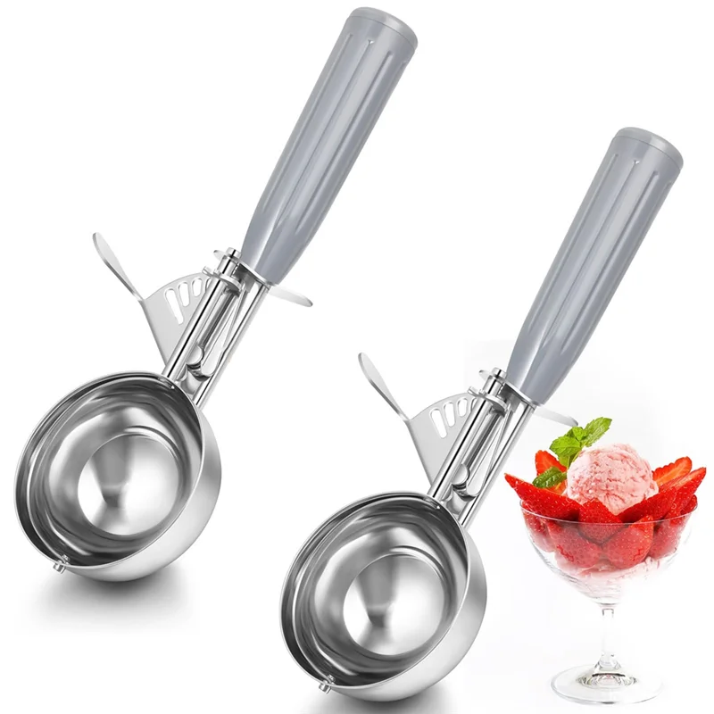

ABGE-Ice Cream Scooper 2Pcs 4Oz Release Cookie Scoops With Trigger Release For Portion Scoop Stainless Steel For Portion Control
