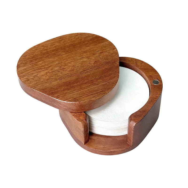CAFEMASY Coffee Paper Filter Holder Wooden Coffee Filter Paper Box with Lid Dust-proof Storage Box For 51/54/58mm Paper Filters