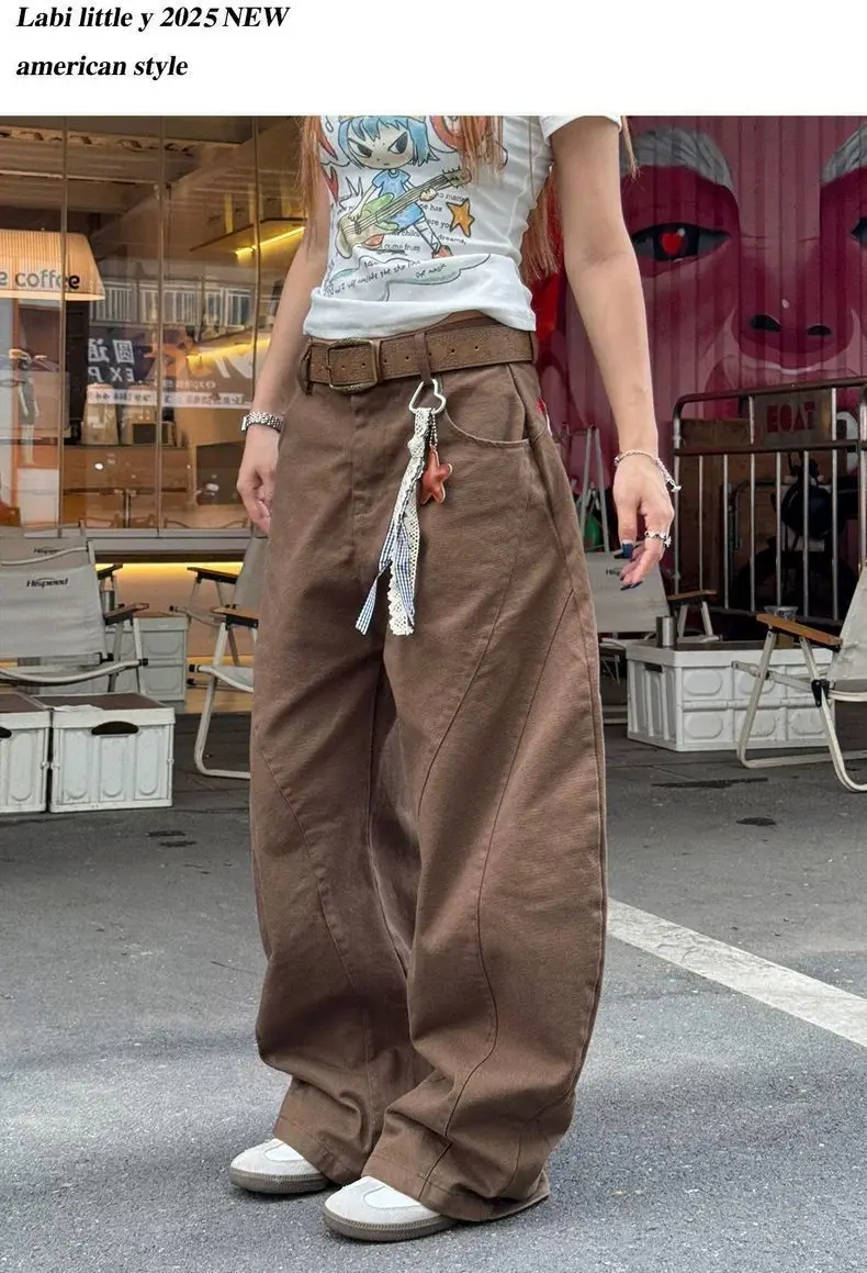 Mulheres vintage gráfico bordado y2k carga jeans harajuku oversize perna larga calças jeans japonês 2000s 90s emo namorado calças