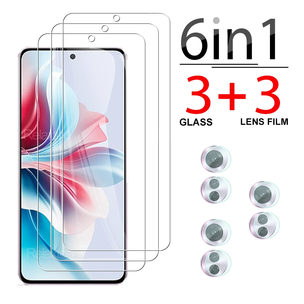 6IN1 Tempered Glass Case For Oppo Reno11 F 5G Camera Lens Film For Oppo Reno11F Reno 11F Reno11 F 11 F F11 Clear Protective Film