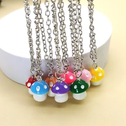 Cute Colorful Mushroom Pendant Necklace for Women Chokers Wholesale Jewelry Accessories Chain Girl Birthday Jewelry Wholesale