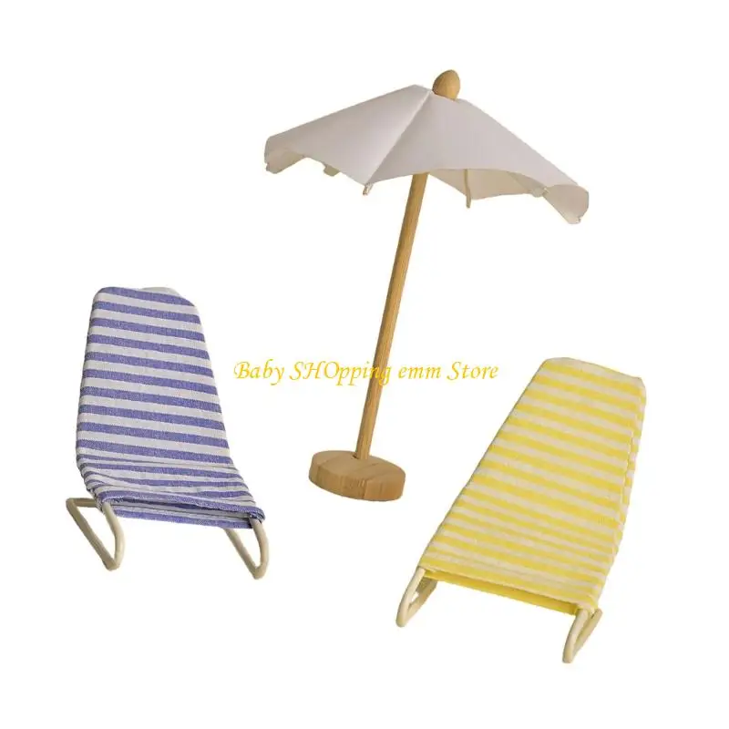 Chaise Parasol à affichage en plastique 23GD, chaise longue réaliste, modèle Zakka plage pour échelle 1:12