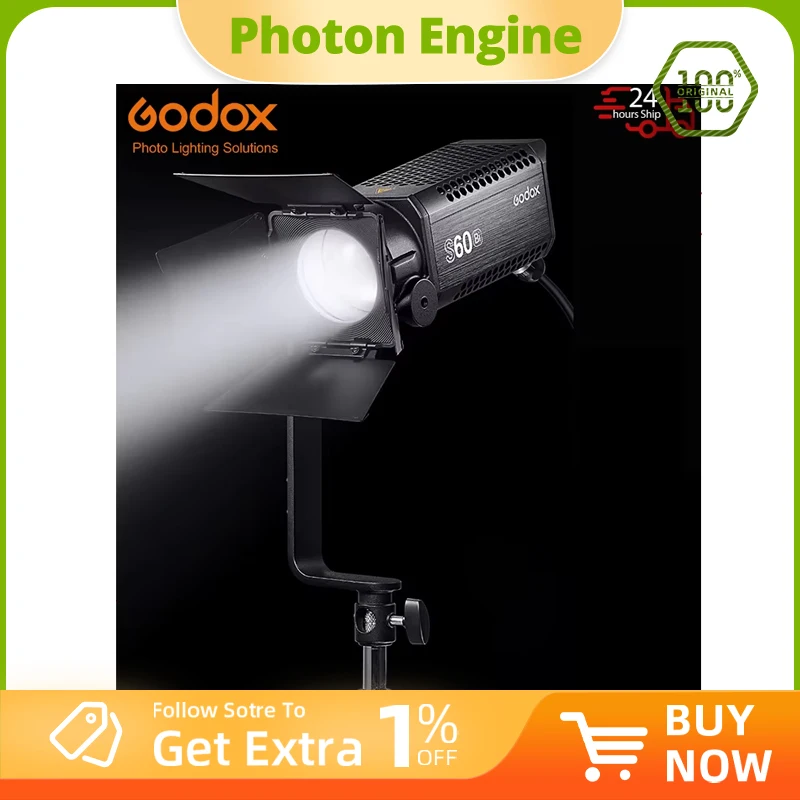 

Godox S60 BI 60W Focusing LED Photography Continuous adjustable Light Spotlight With Barn Door for Professional Photography