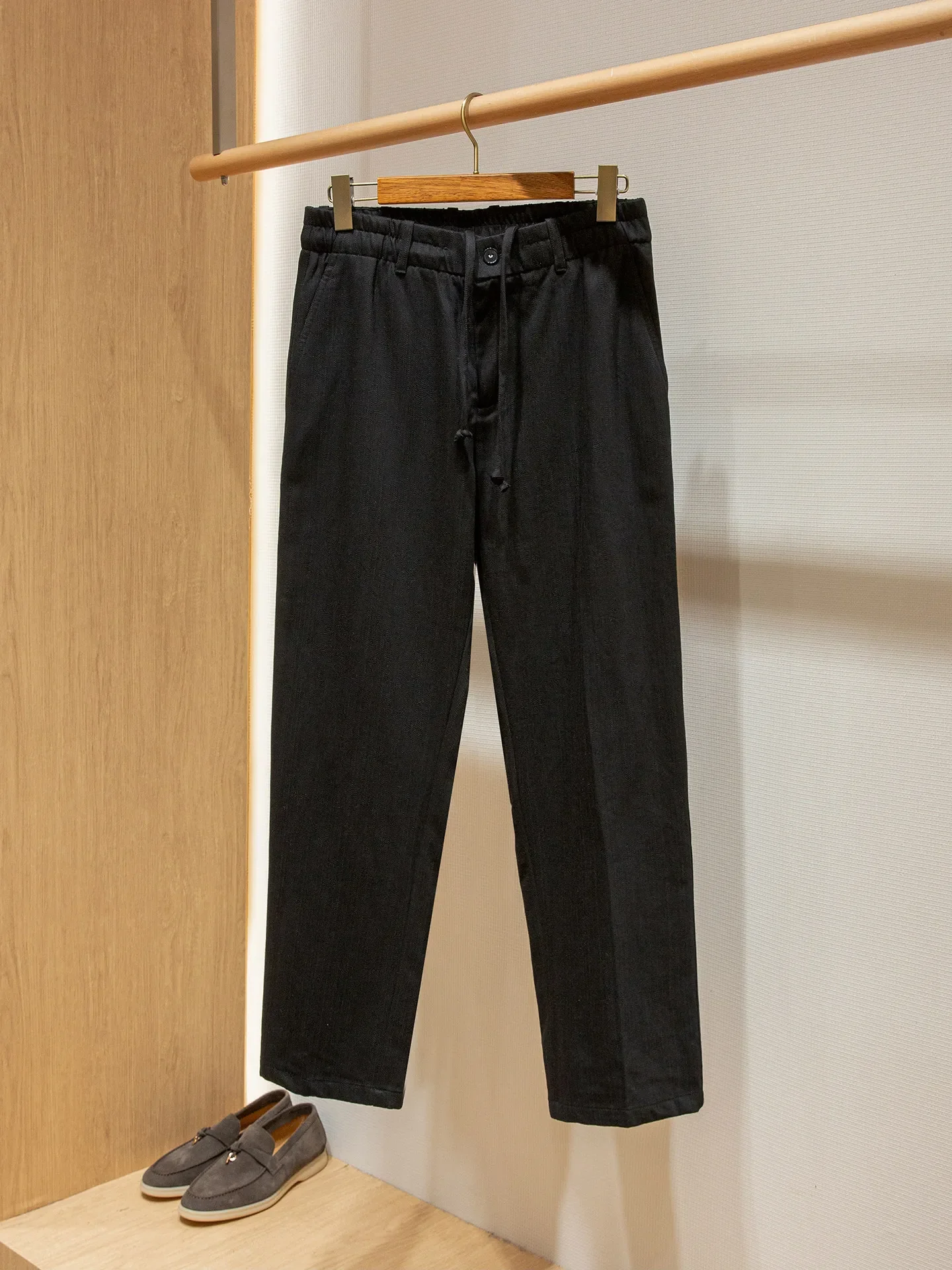 Bespoke organic cotton blend, autumn old money men's simple fashion straight casual pants