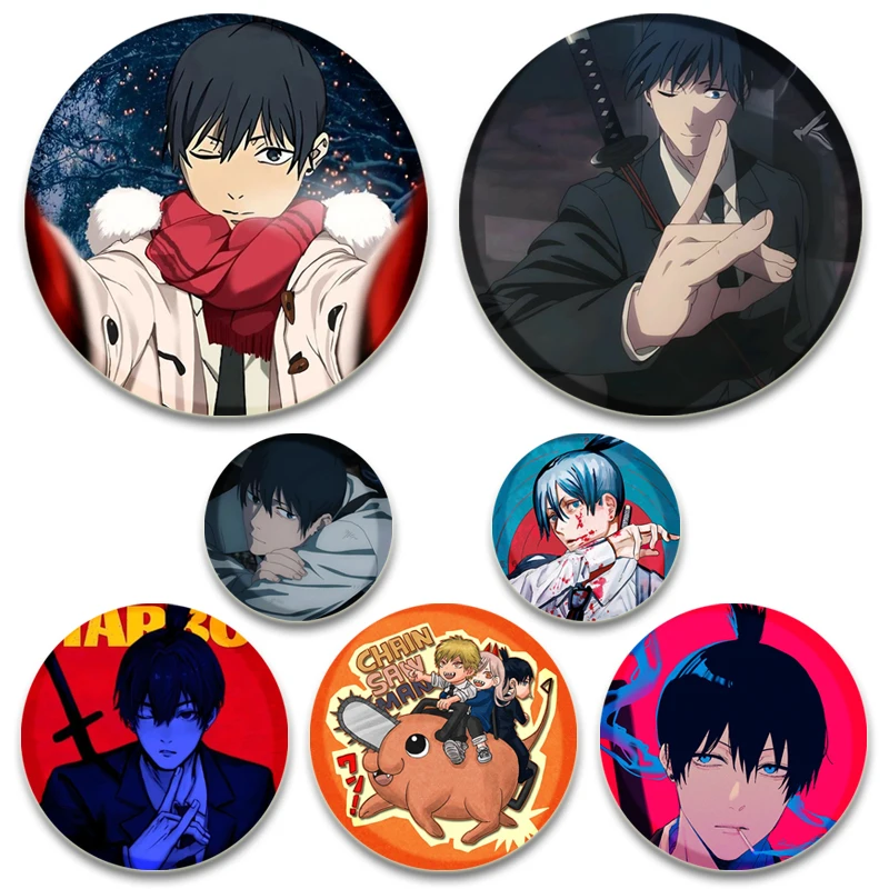 Hayakawa Aki Anime Pins Round DIY Creative Cartoon Badge Round Display Brooches for Backpack Clothes Gift Accessory 32/44/58mm