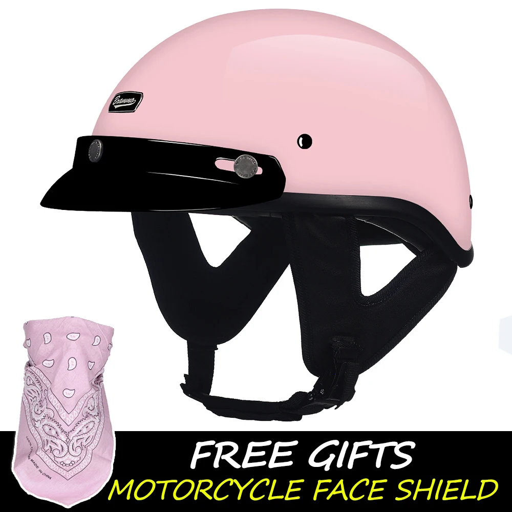 

Light Pink Retro Half Helmet Detachable Lining Summer Motorcycle Helmet ABS Protective Materials Motorcycle Helmets Anti-fall