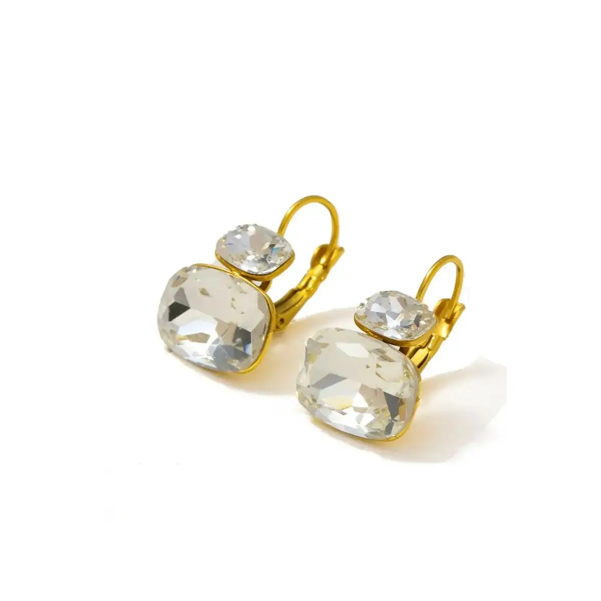 CARLIDANA Ins Fashion 18k Gold Plated Stainless Steel Anti Tarnish Colorful Crystal Summer Earrings and Ring Set Fashion Jewelry