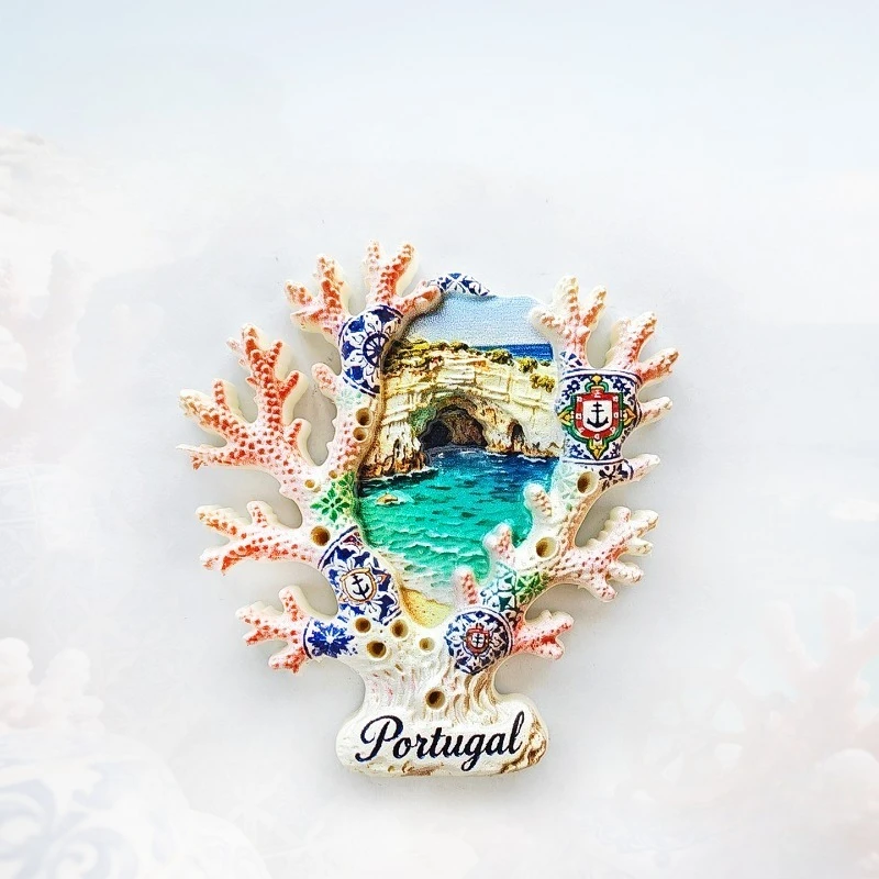 Faro Coral Fridge Magnet - Organic 3D Marine Souvenir Unique Portuguese Coastal Gift for Travel & Ocean Lovers Decor
