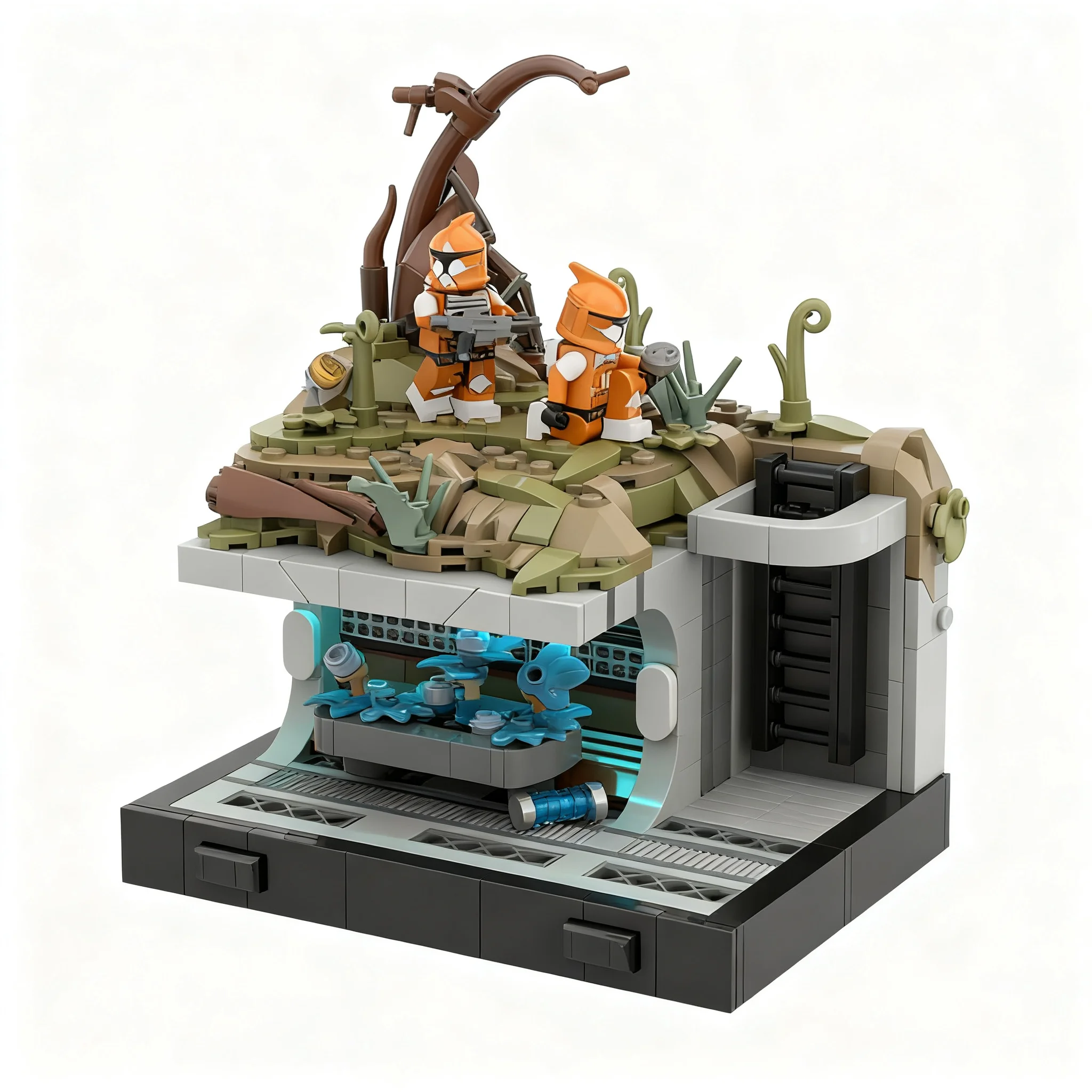 482-teiliges MOC Blue Shadow Laboratory Star Battle Modell Baustein-Set, Konstruktionsspielzeug, Weihnachtsgeschenk, Kunst, Geburtstagsgeschenk, Kreatives Bastelset