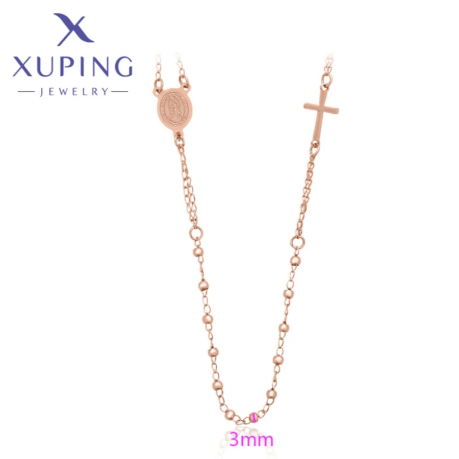 Xuping Jewelry Fashion Stainless Steel Circular Rose Gold Color Chains Necklace for Women Men Christmas Party Gift T000928166
