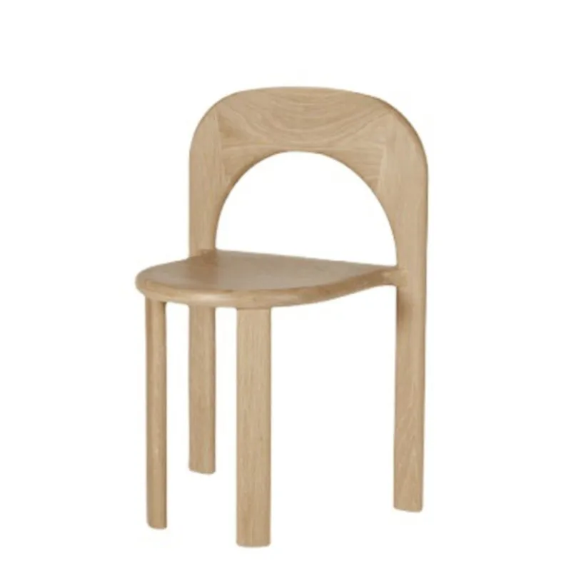 FULLLOVE Nordic Small Apartment Home Solid Wood Backrest Dining Chair Restaurant Stackable Stool Living Room Log Leisure Chair