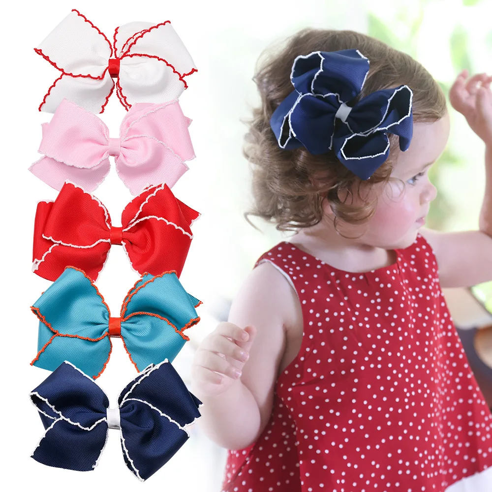 2/3Pcs Big Size 3.94inch Solid Grosgrain Ribbon Hair Clip Handmade Bow Knot Boutique Hair Accessories for Girls Fashion Headwear