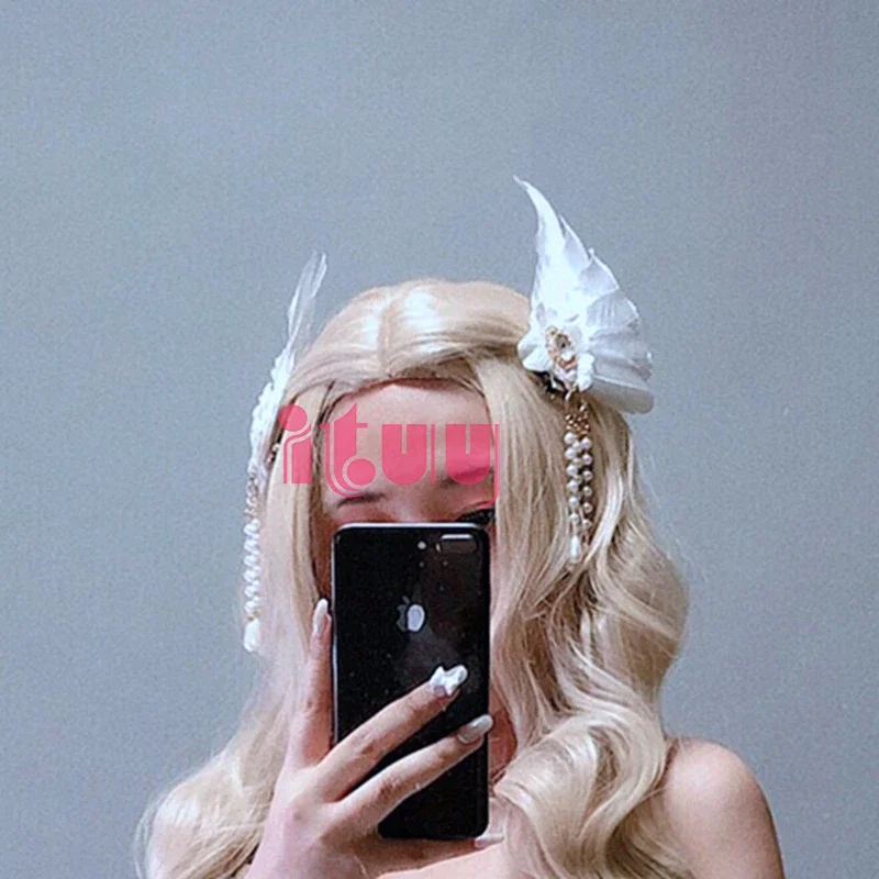 Lolita zijclip witte veer engelenvleugel bloem parel kwastje bruiloft haar ornament haarclip accessoires