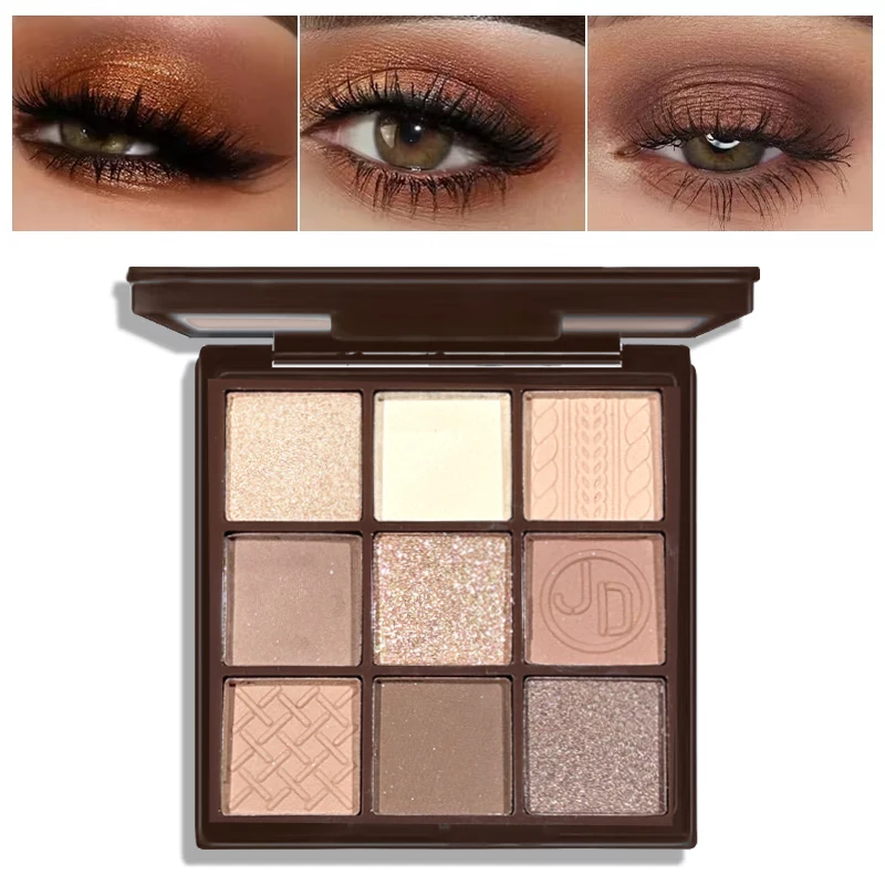 Oogschaduwpalet met 9 rasters - paars en blauw en zwart, glitter, mat, meerkleurige opties, langdurige muziekfestivalpodiumcosmetica