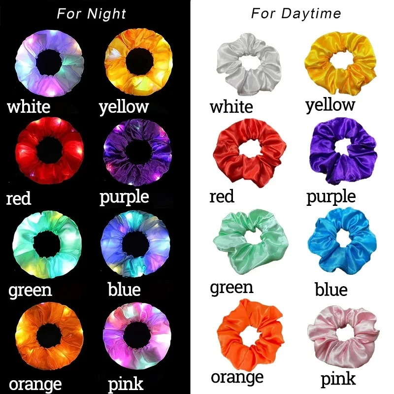 Popular Flashing Light Up Girls Hair Tie LED Luminous Scrunchies Headwear Women Scrunchy Hair Rope Hairband Accessories