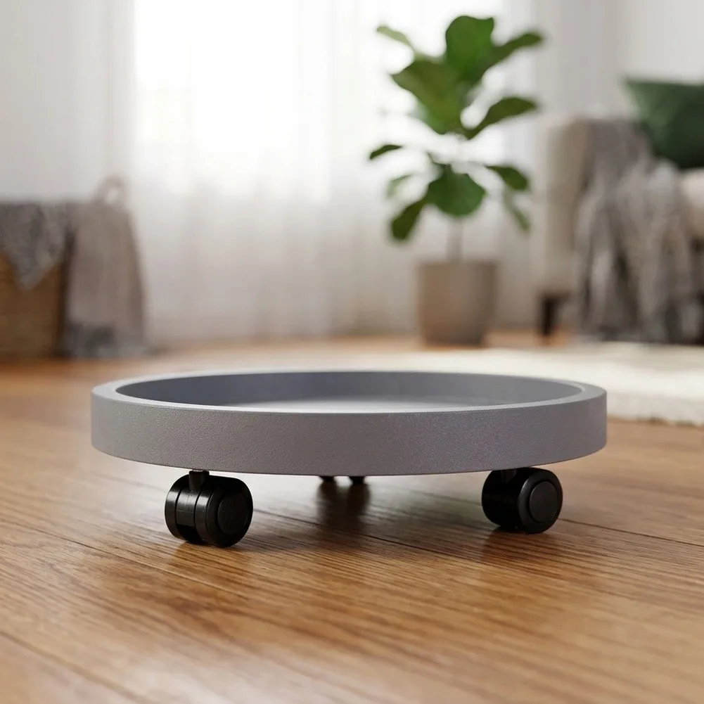 Plant Roller with 3 Wheels for Moving Heavy Pots on Hardwood for tile or Concrete Floors Resin Base Drainage Saucer Feature