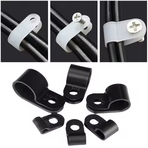 100pcs Nylon Wire Fixing Clip white black R-type Cable Clamp Organizer Cord Clips Wire Management Wiring Routing Fixing Button