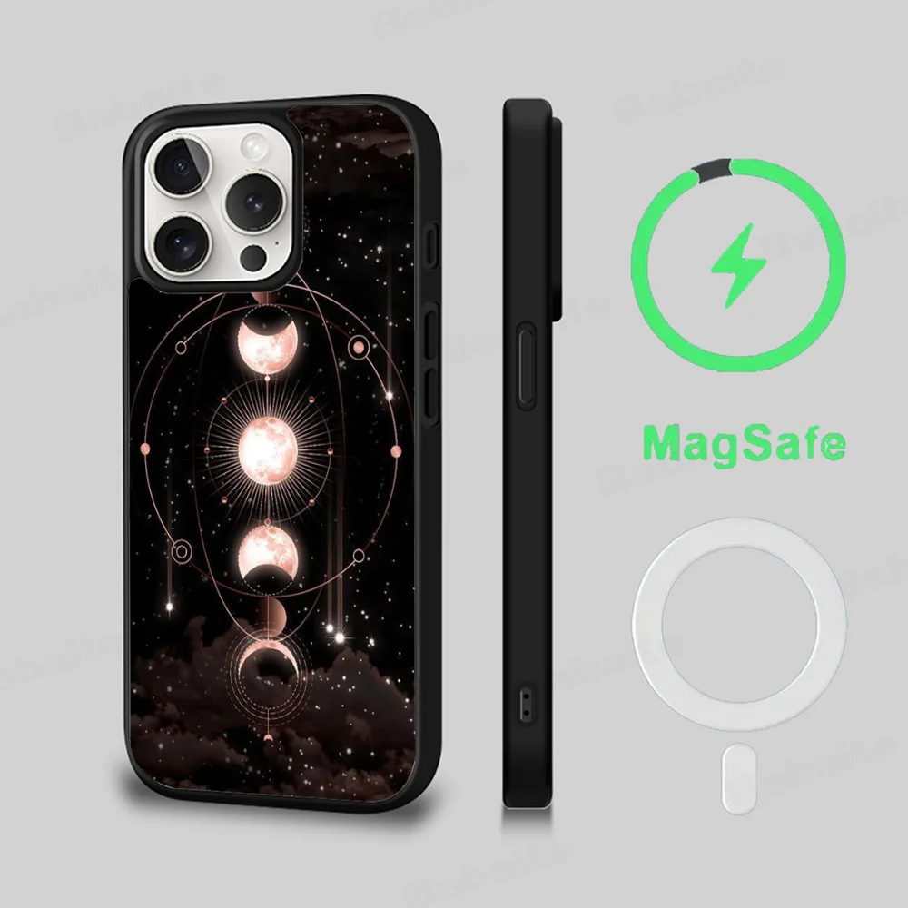 Suns Moons Clouds Astrological Phone Case Magesafe Magnetic Wireless Charge Case For IPhone 16 11 12 13 14 15 Pro Max Plus Mini