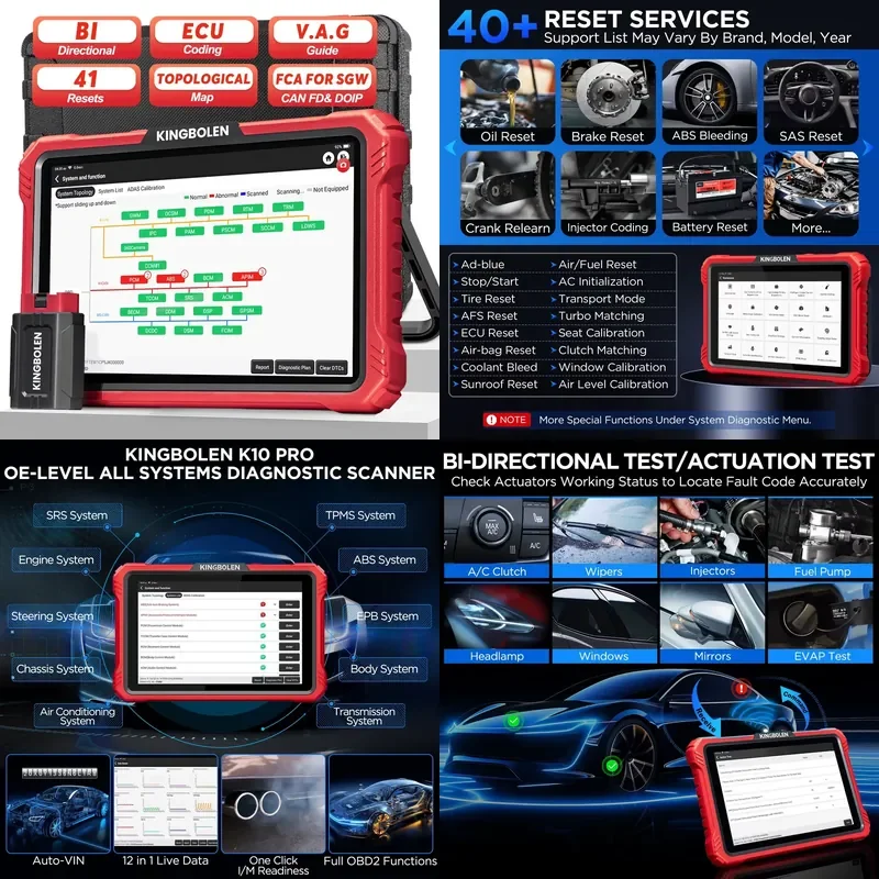 

KINGBOLEN Newest K10 PRO Bidirectional Scan Tool Bluetooth Obd2 Scanner Topology Map Functions ECU Coding Machine