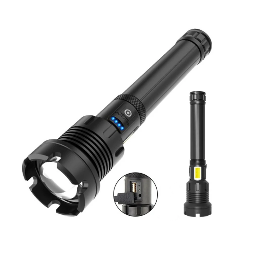 Super Bright 4000 Lumen Xhp90 Flashlight, Usb Rechargeable Cob Zoom Handheld P90 Led Torch Light