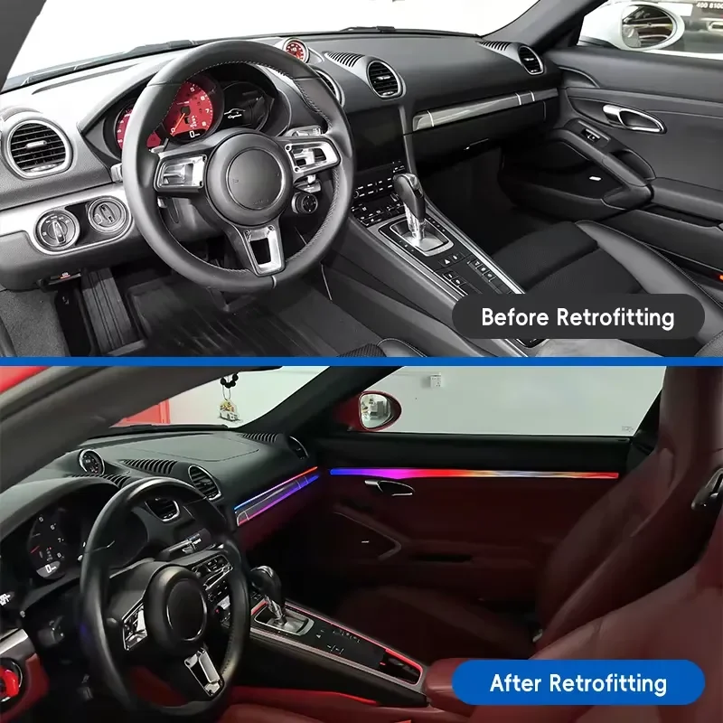 2016-2025 718 Boxster Cayman Car Modification Upgrade 3D Crystal Ambient Lighting Interior Upgrade Suitable for 718