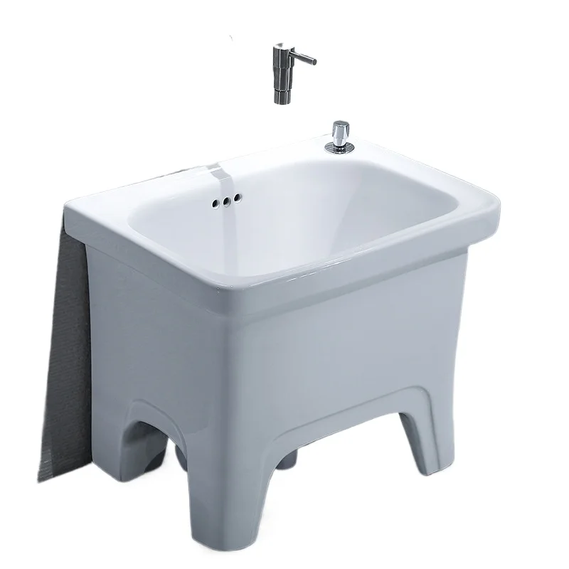 Four high foot small household balcony bathroom wash mop basin mop basin can be arranged left and right