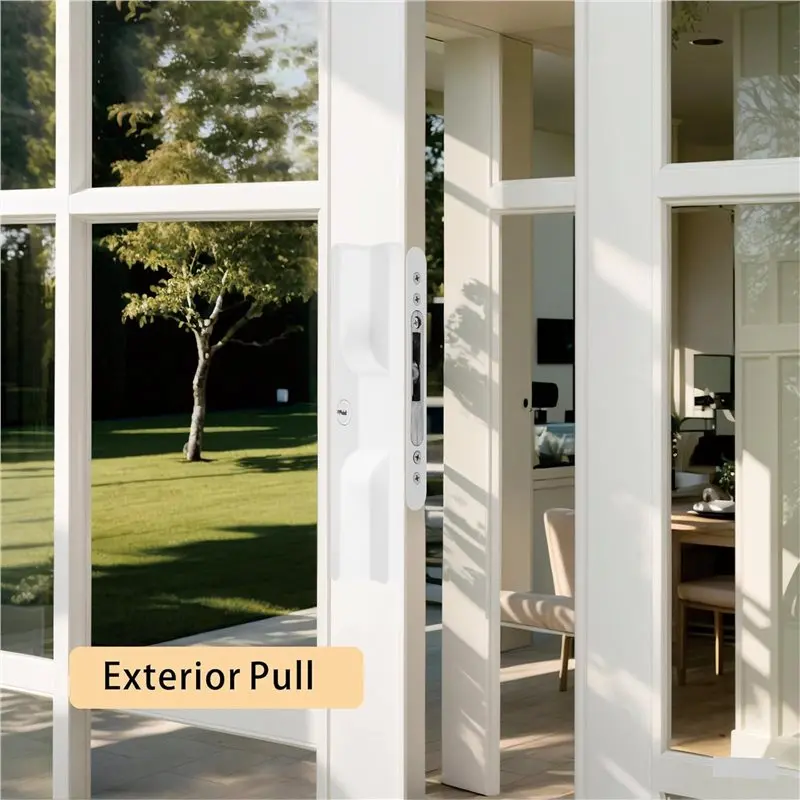 AB33-Sliding Glass Door Lock Set With Key Cylinder And Mortise Lock Reversible Design Fits 1-3/8