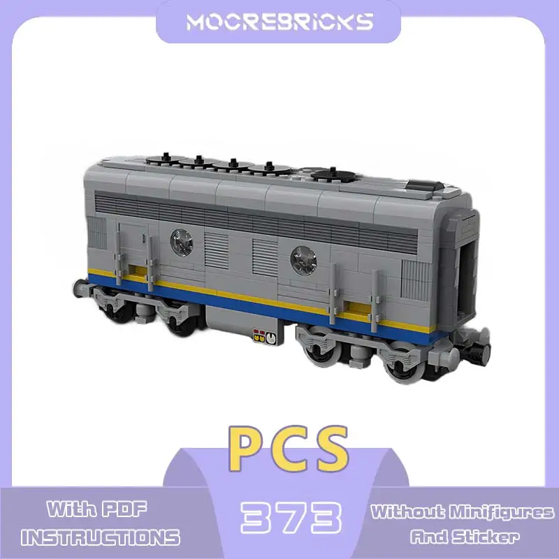 MOC-bloques de construcción de Santa Fe Chief, modelo de tren de locomotora azul, ladrillos, decoración de escritorio, Kit de juguete, regalo de cumpleaños para niños