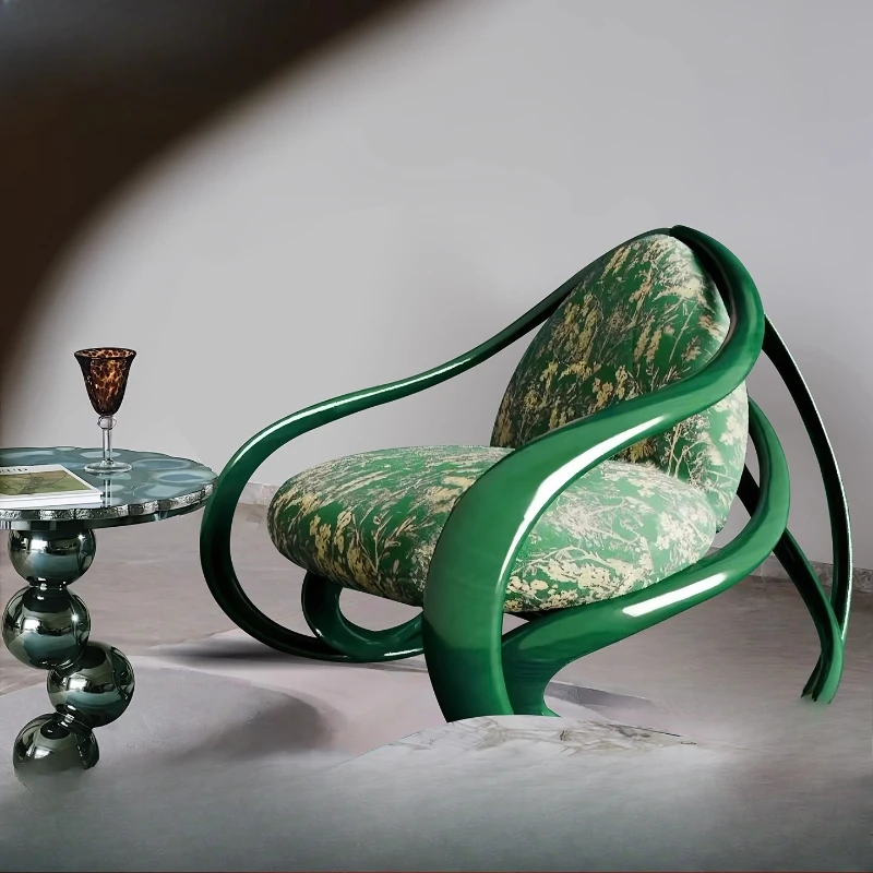 

Rocking chair living room casual new Chinese sofa balcony walnut color single recliner solid wood leather lazy chair