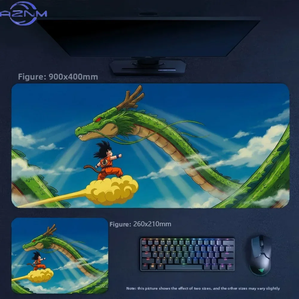 Anime Dragon Ball Goku And Shenron Large Mousepad, Rubber Non‑Slip Extended Gaming Desk Mat, Waterproof Anti‑Fray Mouse Pad for