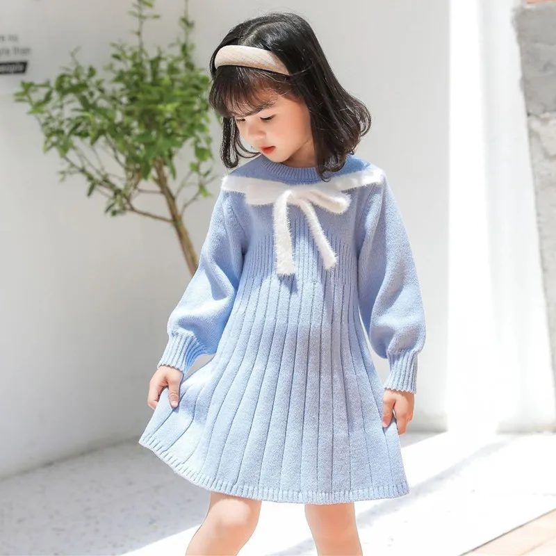 Toddler girls sweater princess dress winter knitted fashion children clothing girl clothing playful