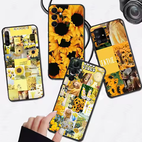 yellow flower printing aesthetic Cover funda For Samsung A54 A55 A24 A52S A14 A23 A21S A13 A53 A32 A22 A34 A41 A42 A33 A40 Case