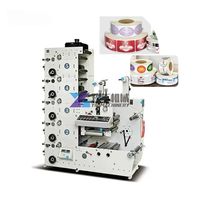 Yugong RY320-5B 320mm 2 3 4 5 6 7 Color Label Logo Die Cutting UV Dryer Flexographic Flexo Printing Machine