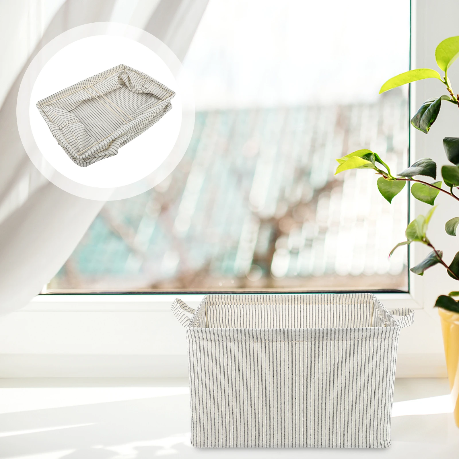 صندوق تخزين قابل للطي من القطن والكتان الريفي، آمن ولطيف وسهل التنظيف لمفاتيح المكياج DIY