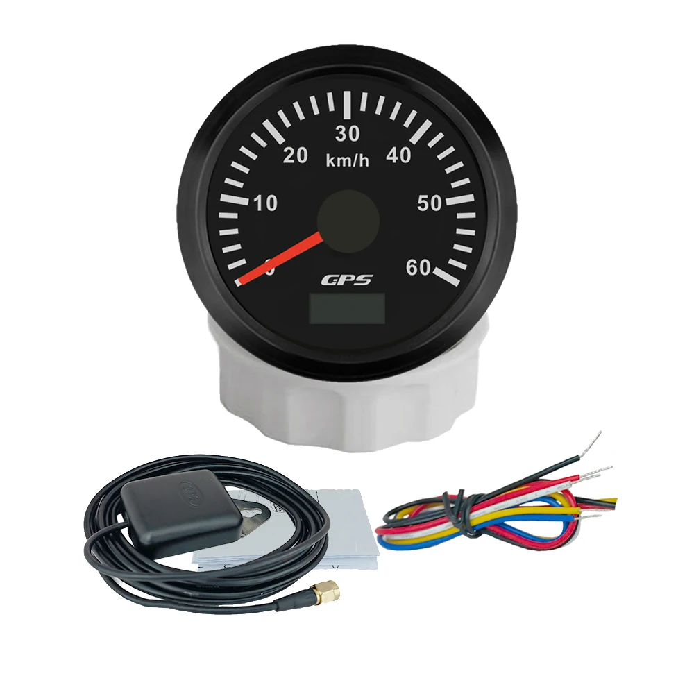 

ELING Новый 52 мм GPS-спидометр 0-30 км/ч 0-80 км/ч 200 км/ч одометр-штатометр с GPS-антенной 7 цветов подсветки для грузовика-яхта