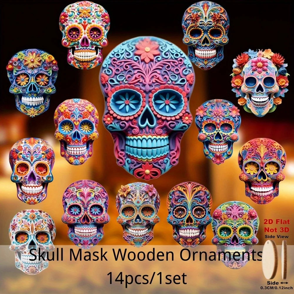 2D Flache Wandmasken, vielseitige Feiertagsdekoration für Zuhause, einfach aufzuhängen, kein Werkzeug erforderlich, keine Stromversorgung nötig, Halloween, Weihnachten, Tag der Toten – Detail 6