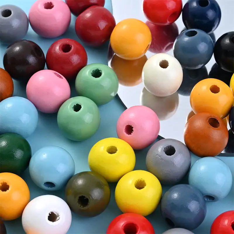 50Pcs 16mm Colorful Wooden Beads Round Straight Hole Loose Spacer Beads For Diy Bracelets Necklaces Jewelry Accessories - Image 12