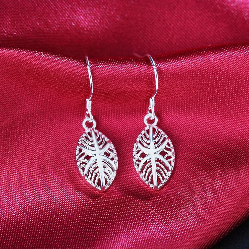 korean 925 Sterling Silver vintage drop earrings for women Fashion brands fine lady party Wedding Jewelry Christmas Gifts