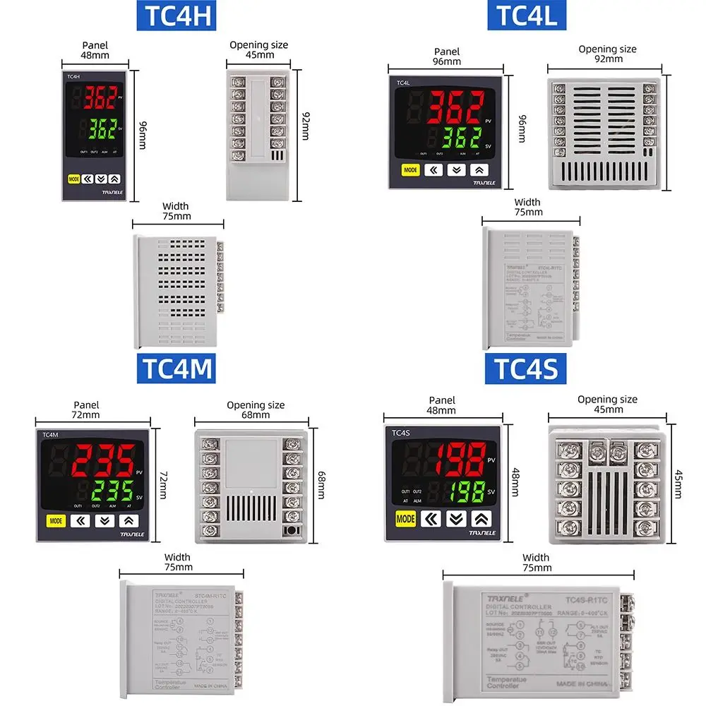 Universele Ingang Uitgang TC4S TC4H TC4L TC4M SSR Relais Temperatuurregelaar Regulator Digitale PID Thermostaat Dual