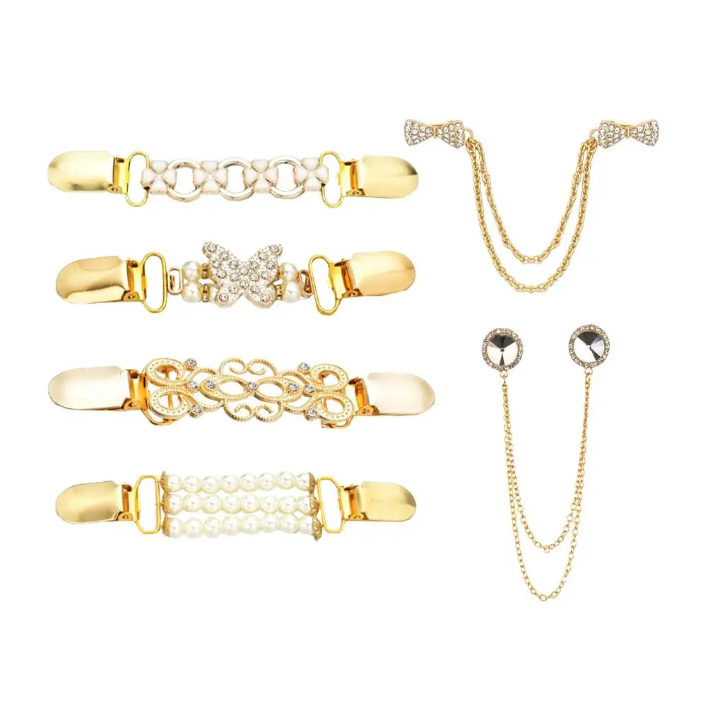 

Shawl Clip Women Sweater Clasp Cardigan Brooch Rhinestones Alloy Pearl CCB ABS Fashion Clothing Accessories Chest Pin