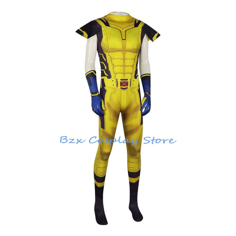 Super-herói Deadpool Cosplay Macacão, Wolverine impresso Bodysuit, Conjunto de luva de festa de Halloween, Zentai Role Play Uniform, Filme